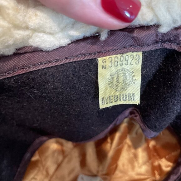 VTG 60s Deerskin Trading Post Suede Shearling Cloche Trilby Hat Union Made Sz M - Picture 10 of 11